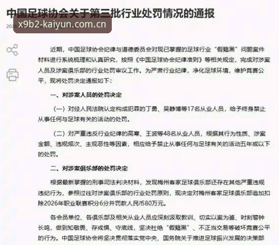 开云最新版本下载 老球迷分享:从足协最新禁足名单看职业联赛反腐风暴,kaiyun平台观赛新体验